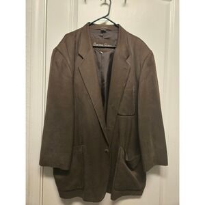 Cypress Grove Mens XXL Brown 100% Silk Gabardine 3-Button Blazer Sport Coat